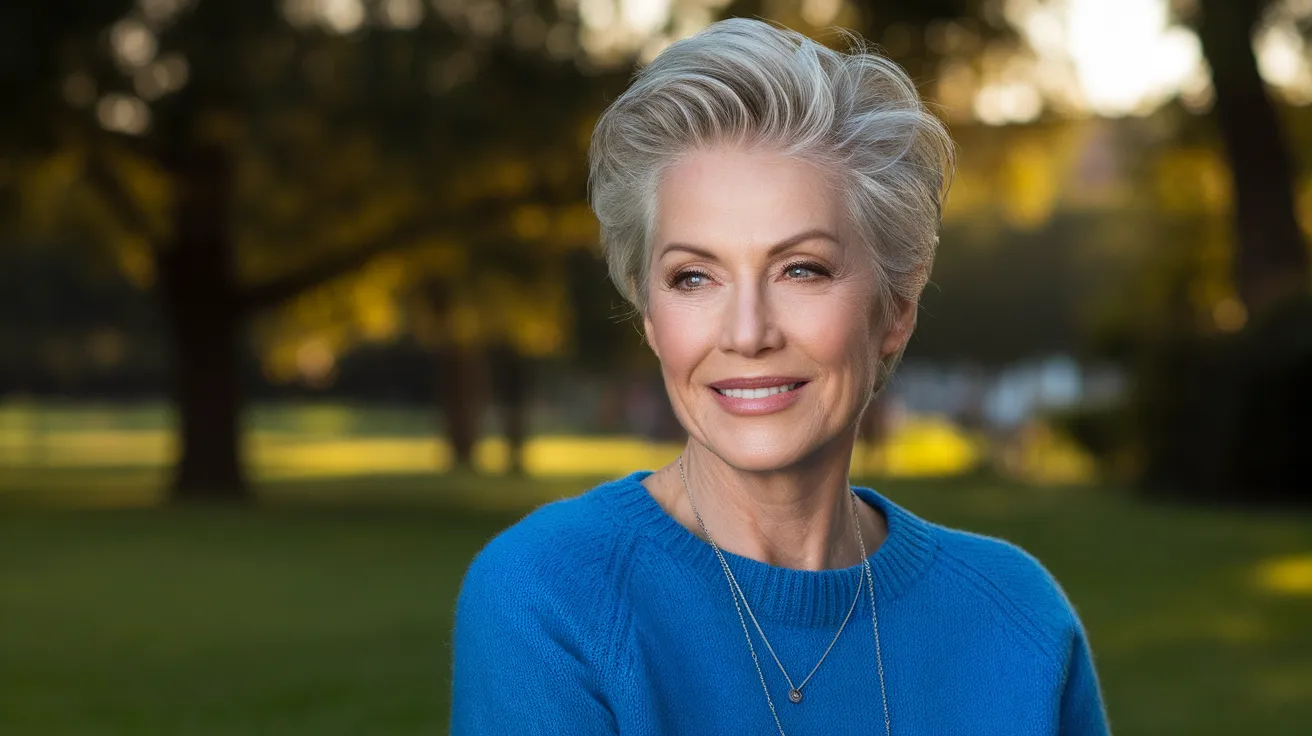 femme épanouie de 60 ans avec une coiffure moderne