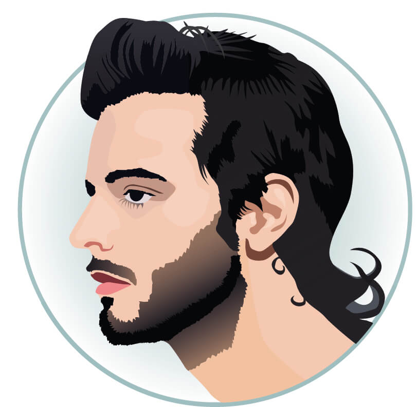 Illustration du mulet moderne aux cheveux noirs