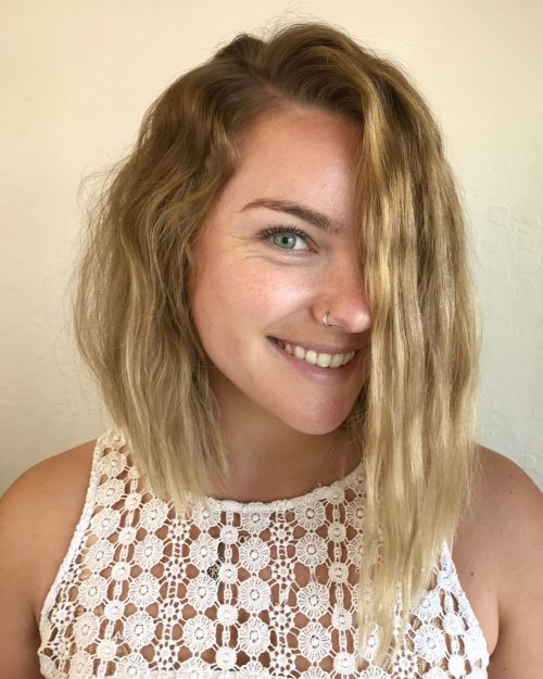 long bob asymétrique ondulé