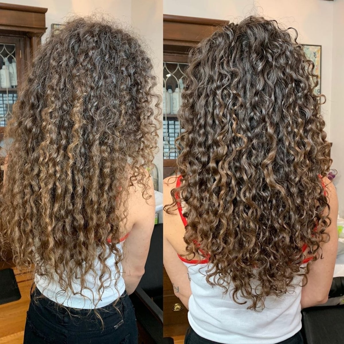 Cheveux longs et bouclés avec des couches