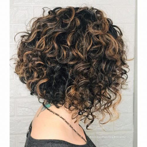 angled curly bob