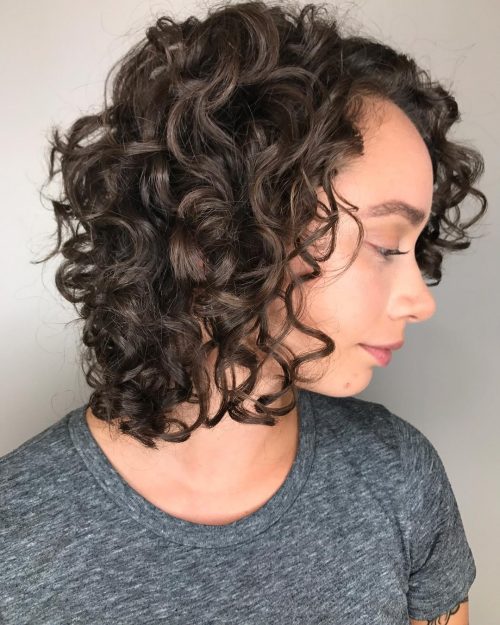Modern curly bob haircut