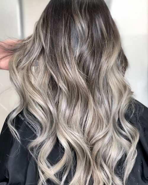 Balayage Ombre Brunette à Blond Cendré