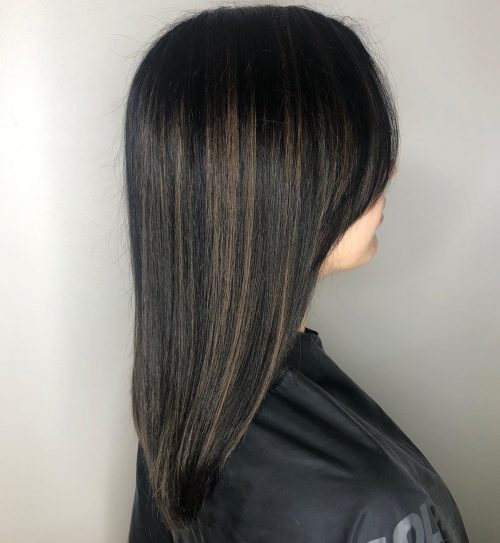 Balayage cheveux foncés et raides