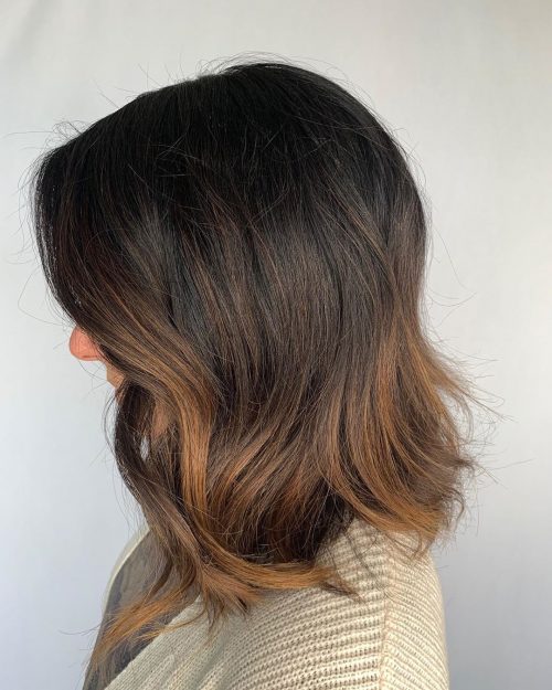 Lob brun foncé balayage