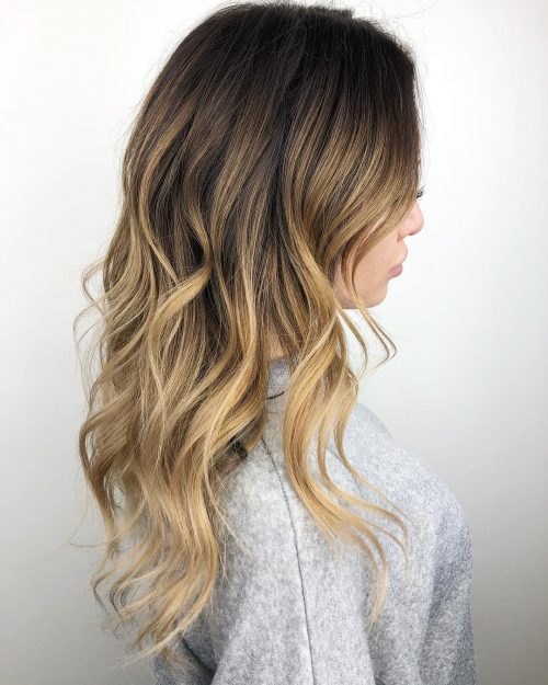 Balayage blond et brun foncé