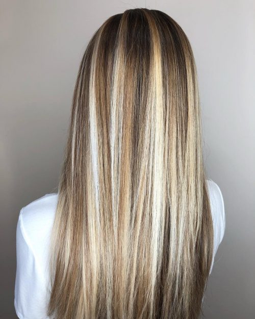 Brun clair avec de grosses mèches blond clair