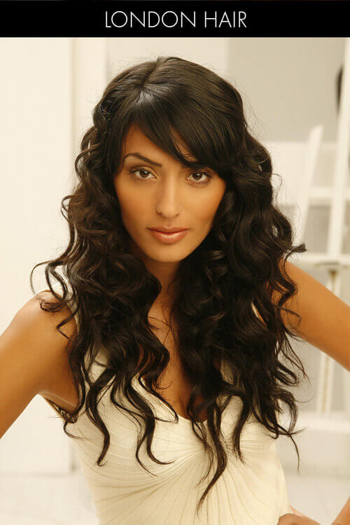 Coiffure longue avec frange