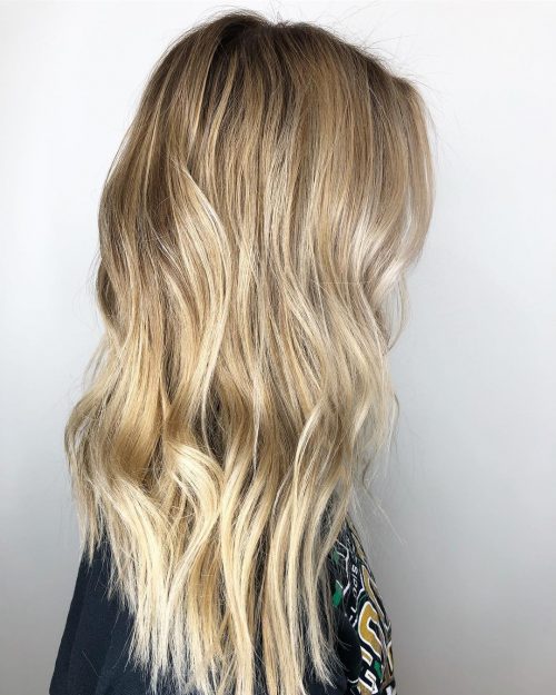 Ombre blond foncé à blond doré clair