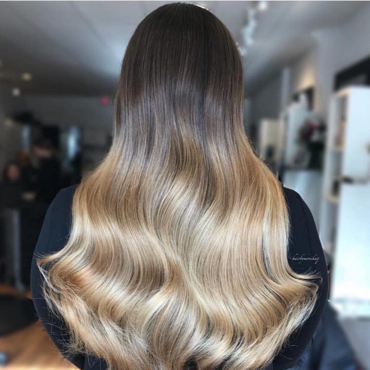 Style ombre brun noir à blond
