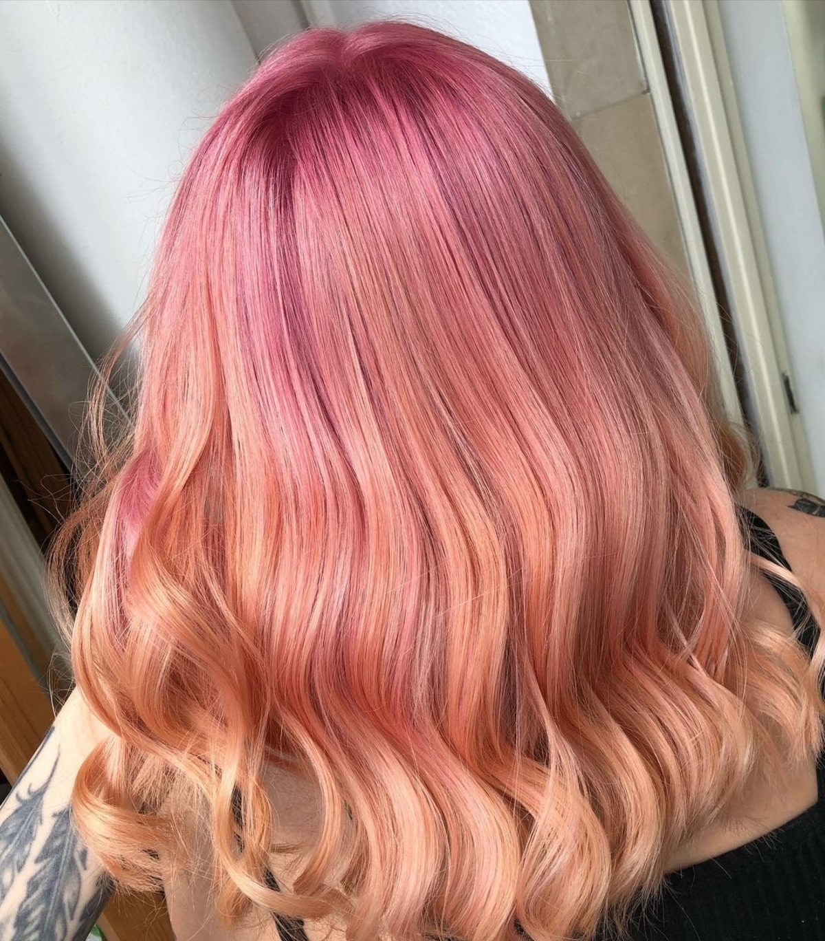 Coucher de soleil or rose Ombre