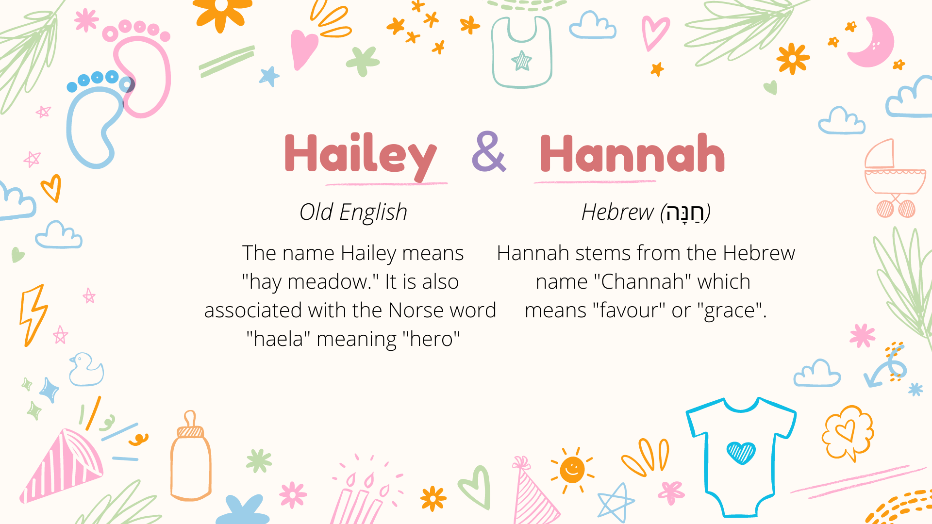 Signification des noms des jumeaux Hailey et Hannah