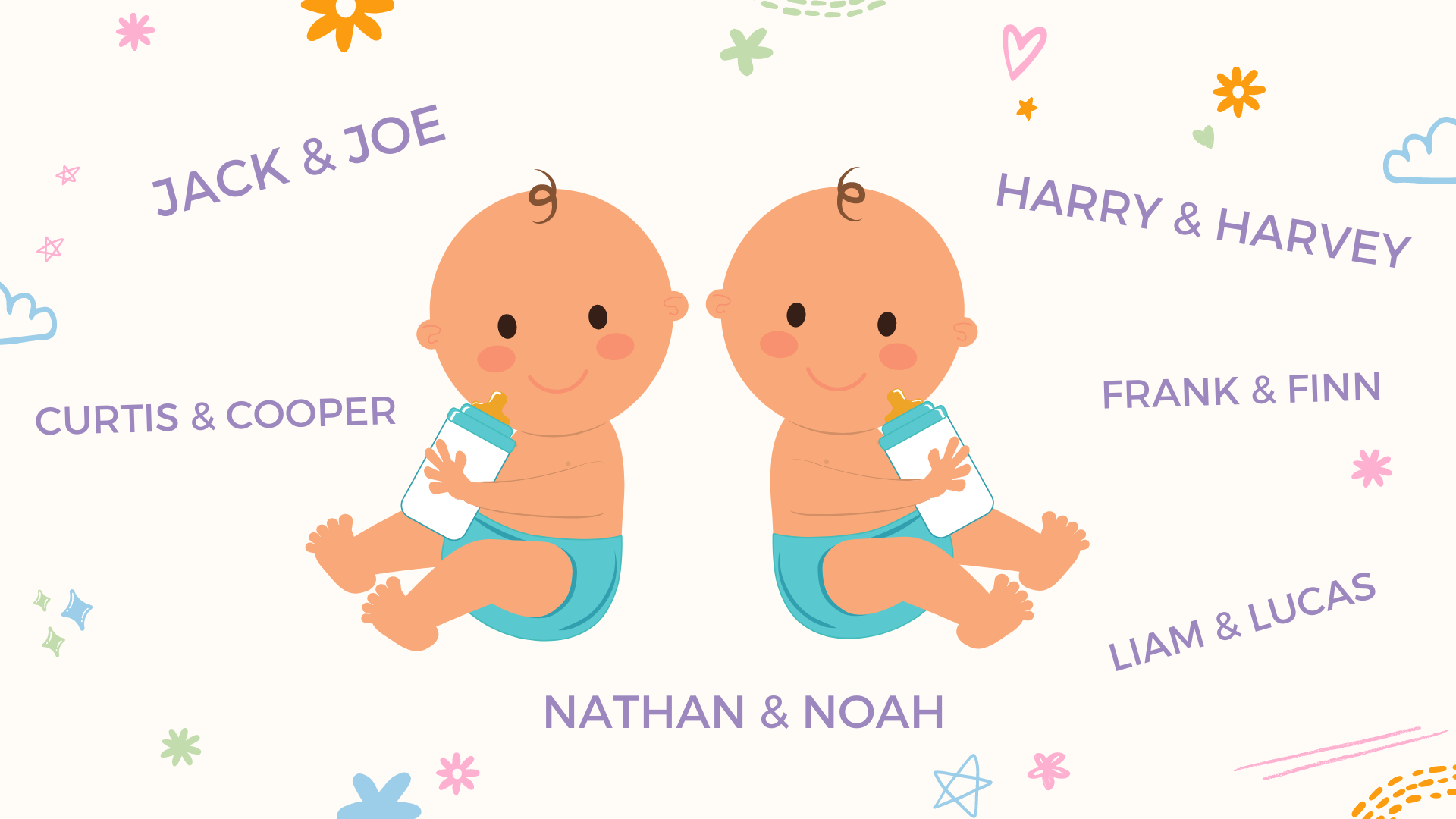 un collage de noms de jumeaux pour bébés garçons