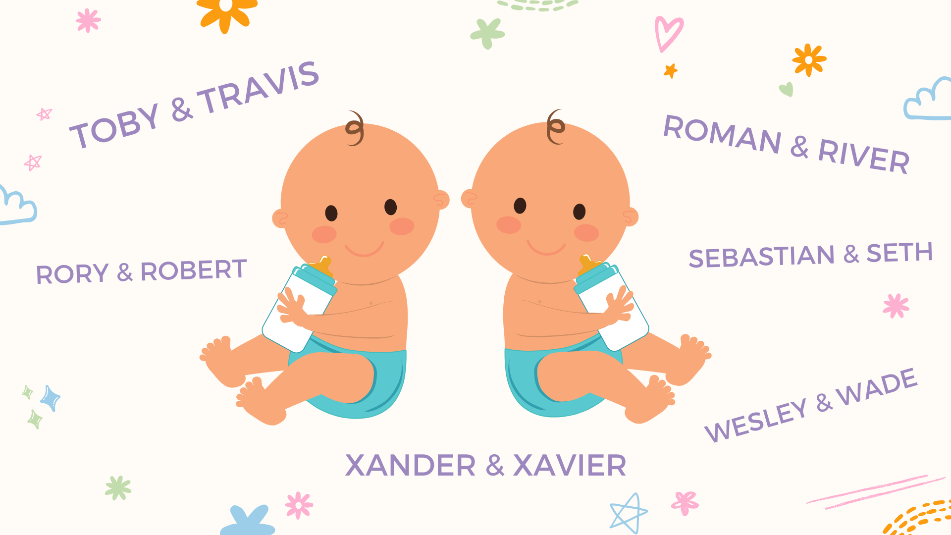 un collage de noms de jumeaux pour bébés garçons
