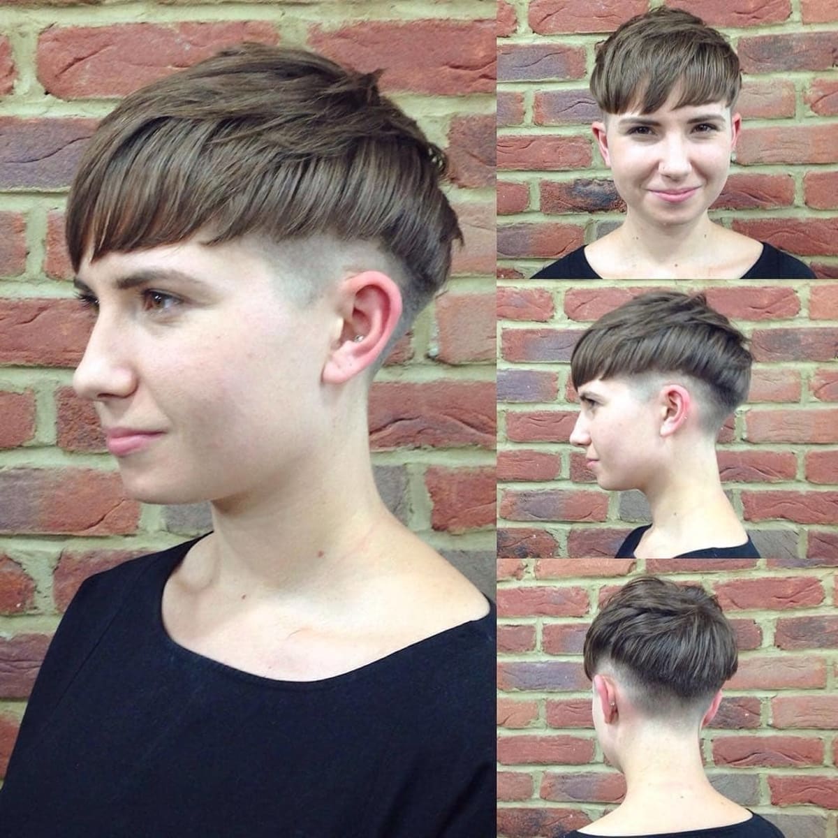Coupe de cheveux champignon à la mode pour les brunes