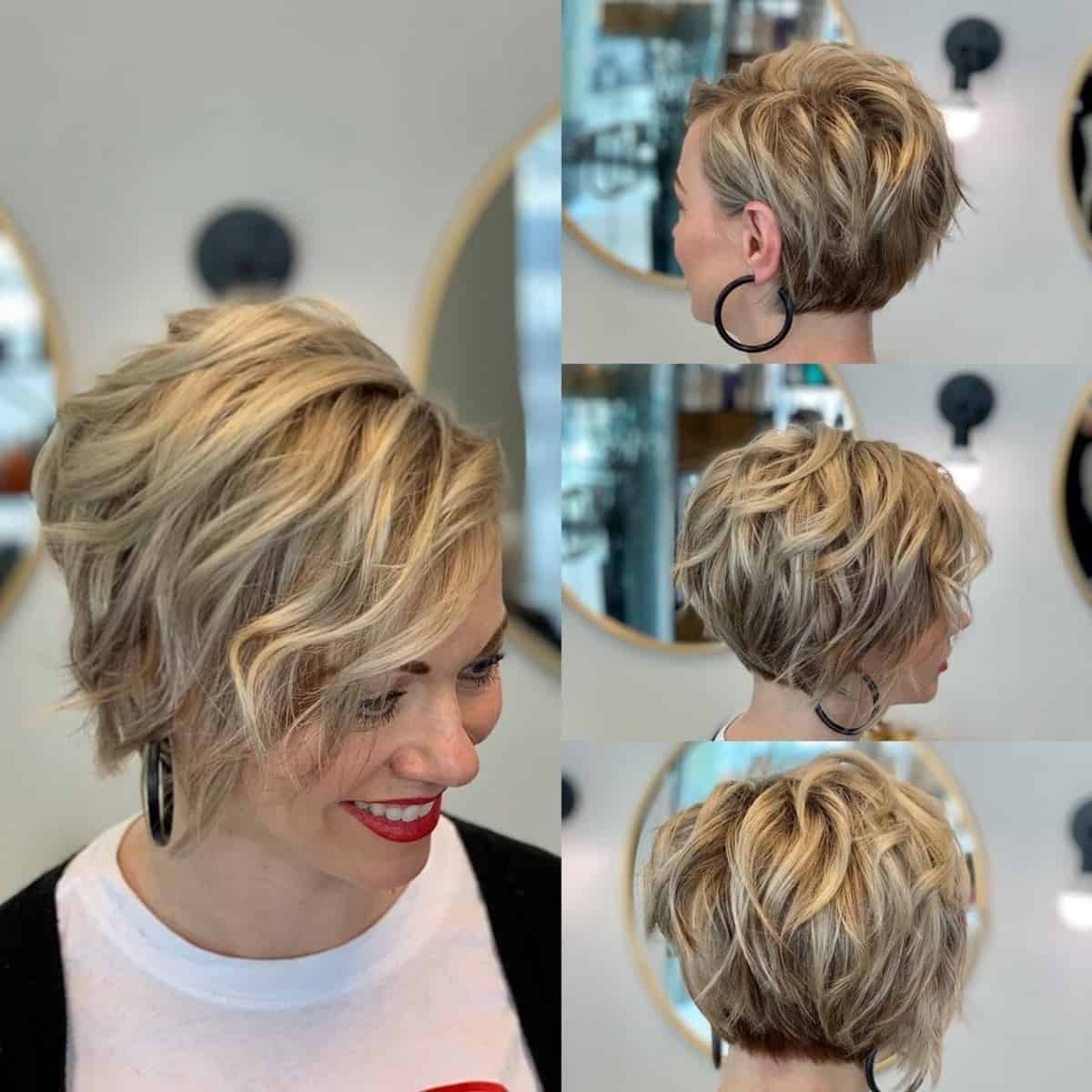 Pixie blond ondulé