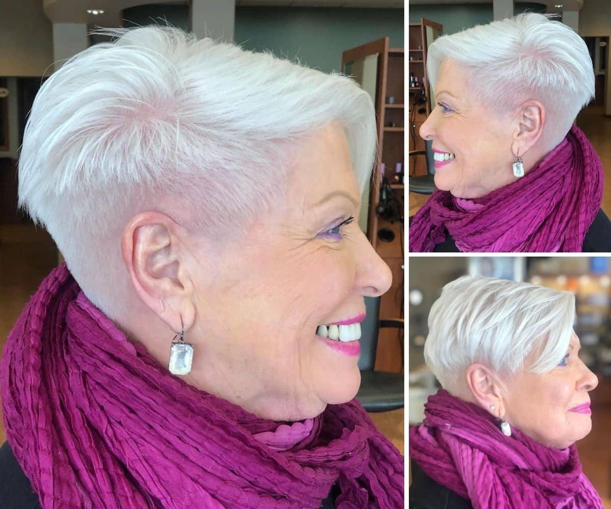 La coupe Pixie à faible entretien pour les femmes de 60 ans.