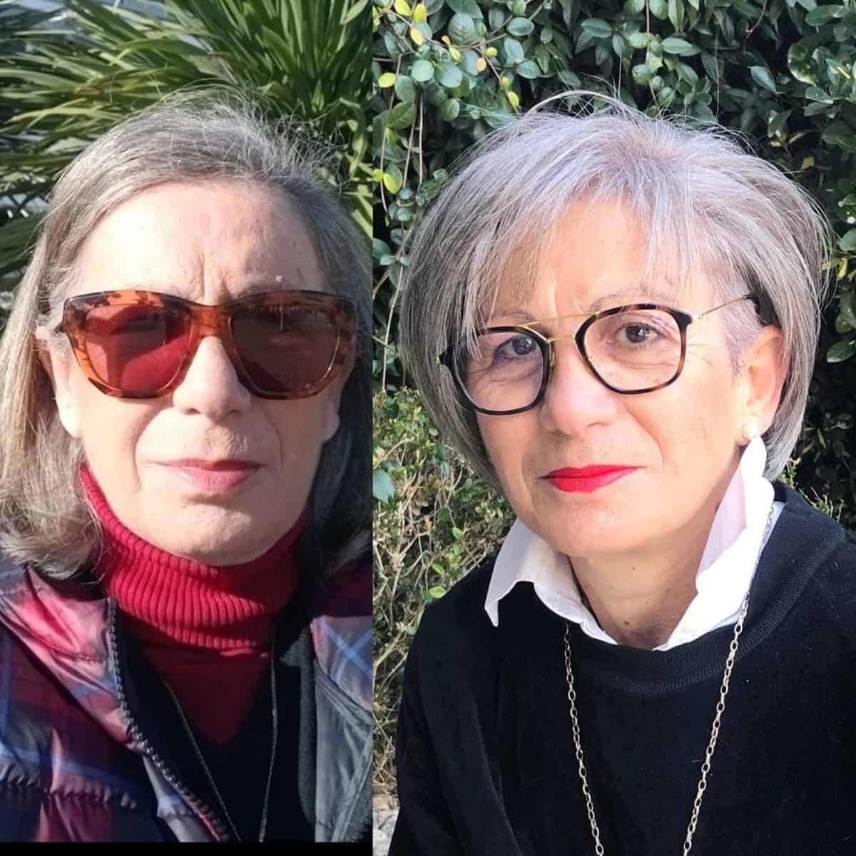 Bob court pour les femmes de plus de 70 ans avec des lunettes