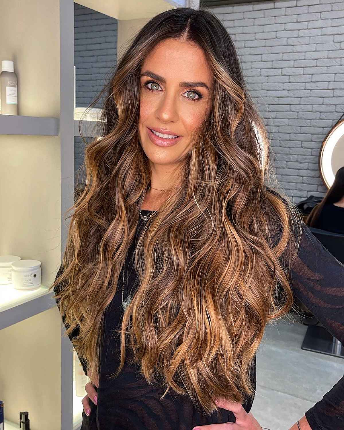 Cheveux longs tendance avec balayage