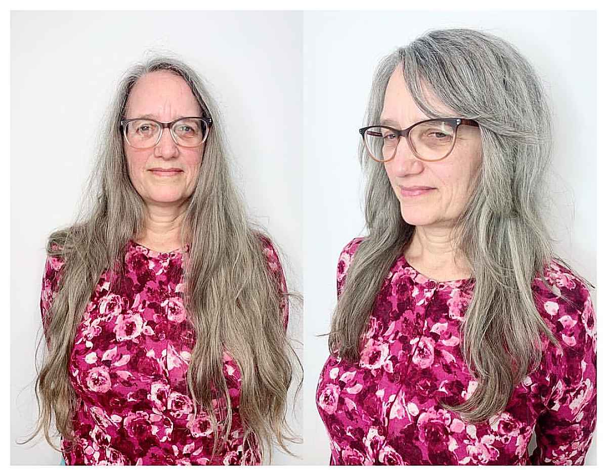 Coupe longue pour les femmes de plus de 60 ans