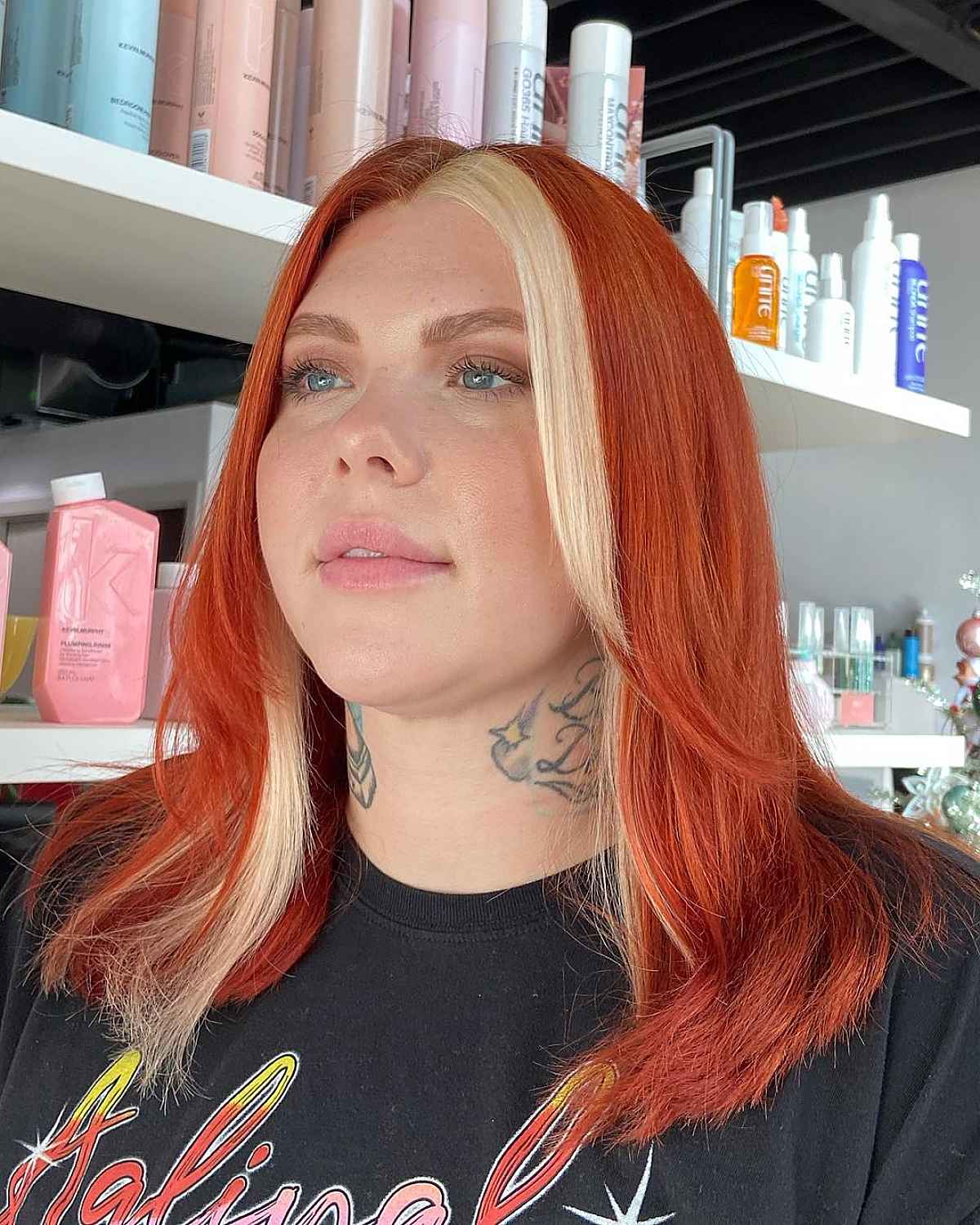 Shag bicolore sur cheveux raides