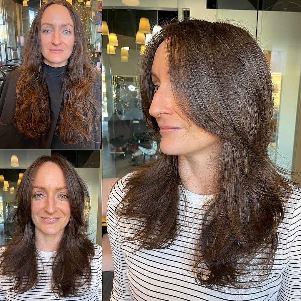 Longues couches d'encadrement du visage sur cheveux moyens