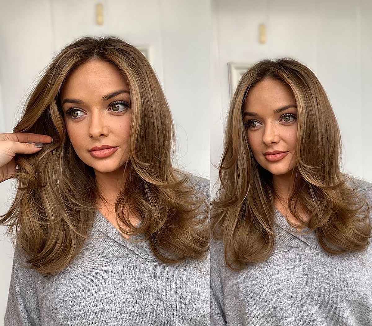 Couches de plumes sur cheveux mi-longs
