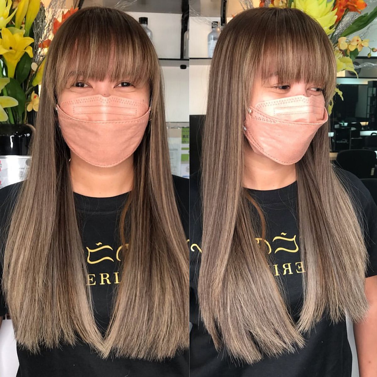 Frange complète sur cheveux longs et fins