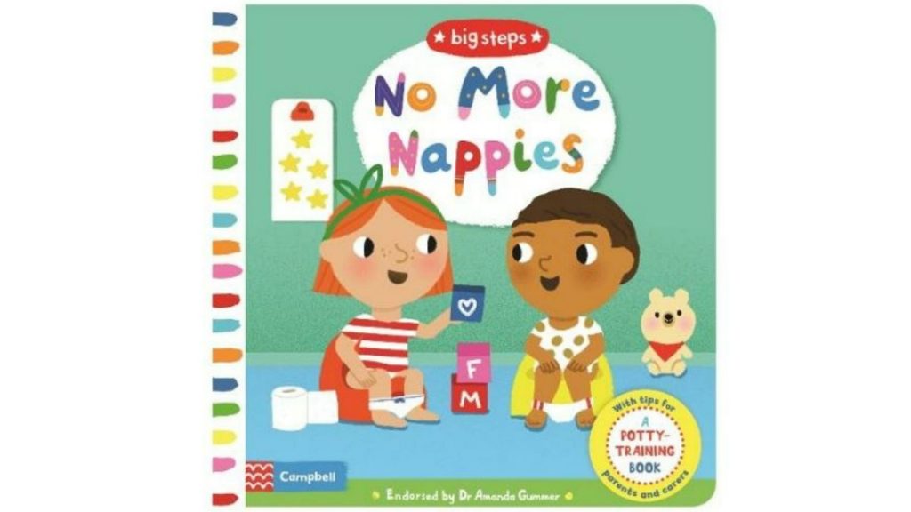 image d'un livre vert avec deux enfants illustrés assis sur des pots au recto, faisant partie des meilleurs livres sur la propreté.