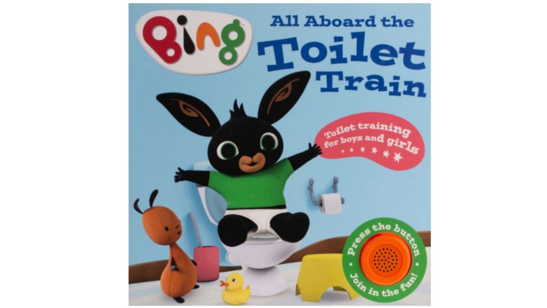 livre avec l'image du lapin Bing sur le devant sur les toilettes faisant partie des meilleurs livres d'apprentissage de la propreté.
