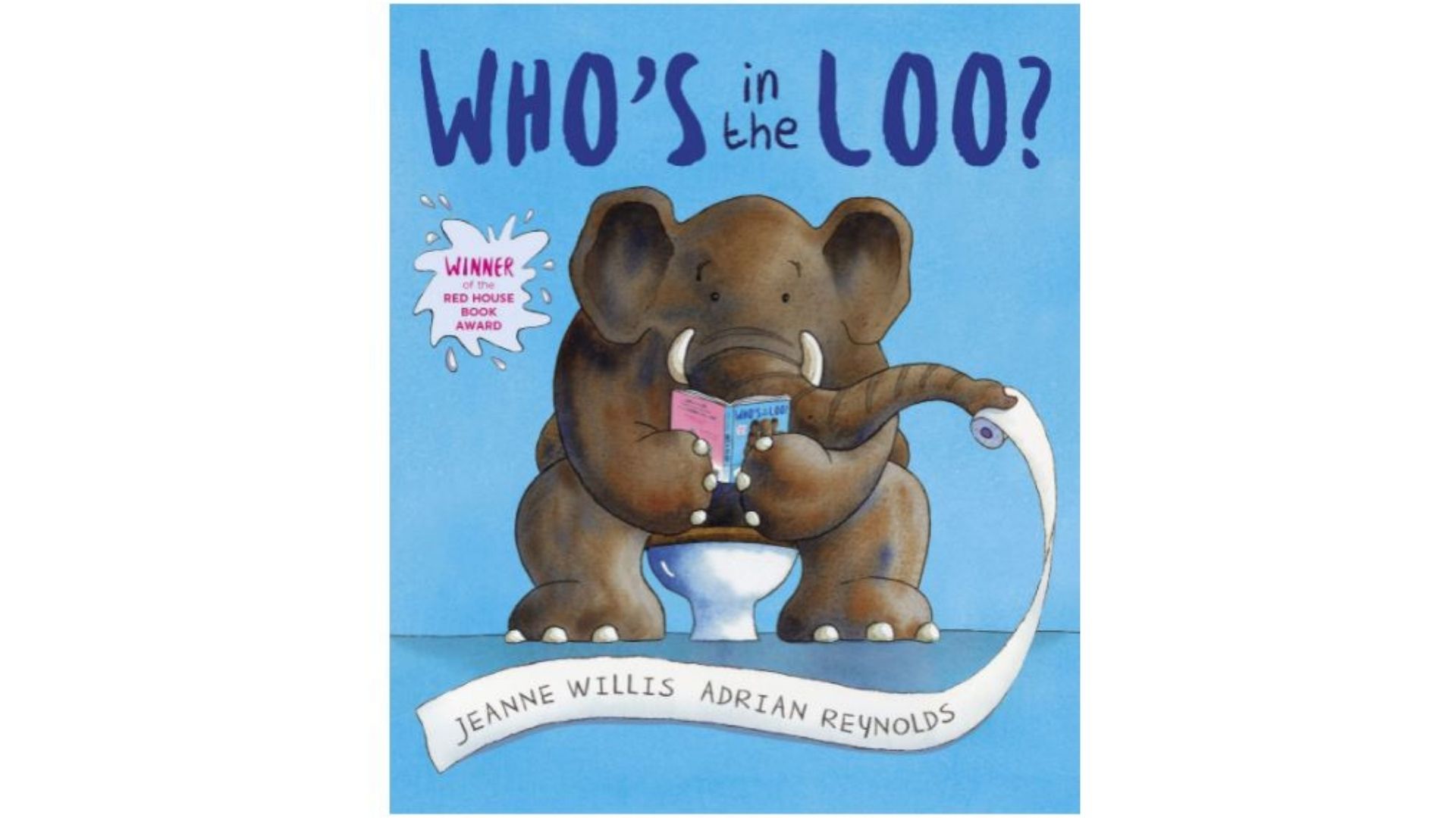 livre bleu avec l'illustration d'un éléphant assis sur un WC faisant partie des meilleurs livres d'apprentissage de la propreté.