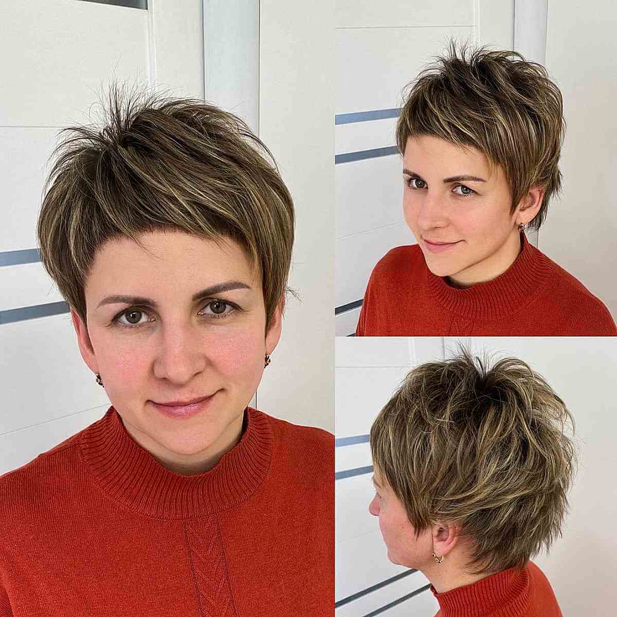 Pixie longue éclairée avec des cheveux coupés en longueur