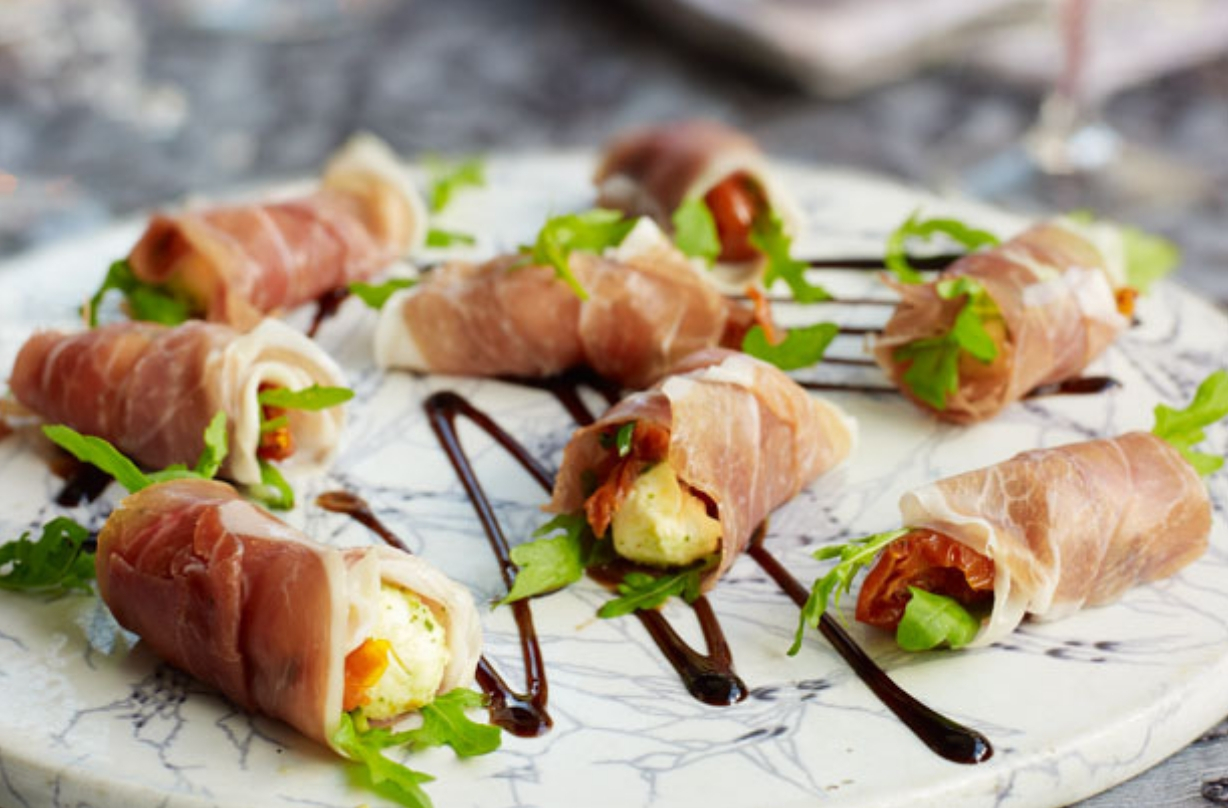 Recette de canape Bouchées de jambon de Parme et mozzarella
