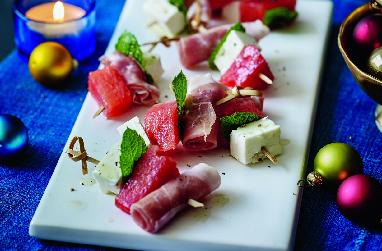 Recette de canapé_Melon d'eau_jambon cru_feta