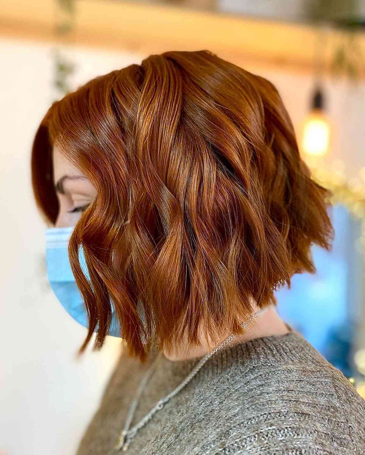 Cheveux Auburn naturels avec ondulations pour cheveux courts