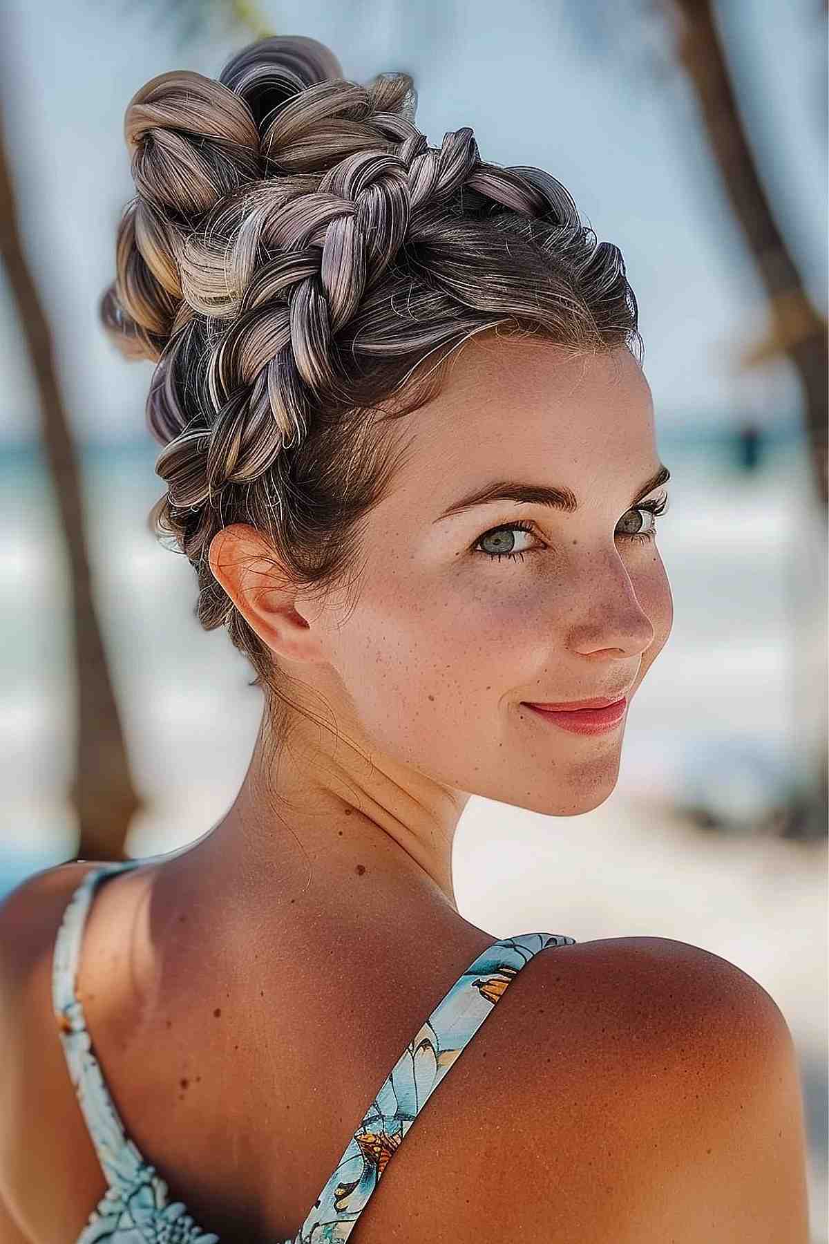 Coiffure tressée pour une journée à la plage avec des tresses complexes