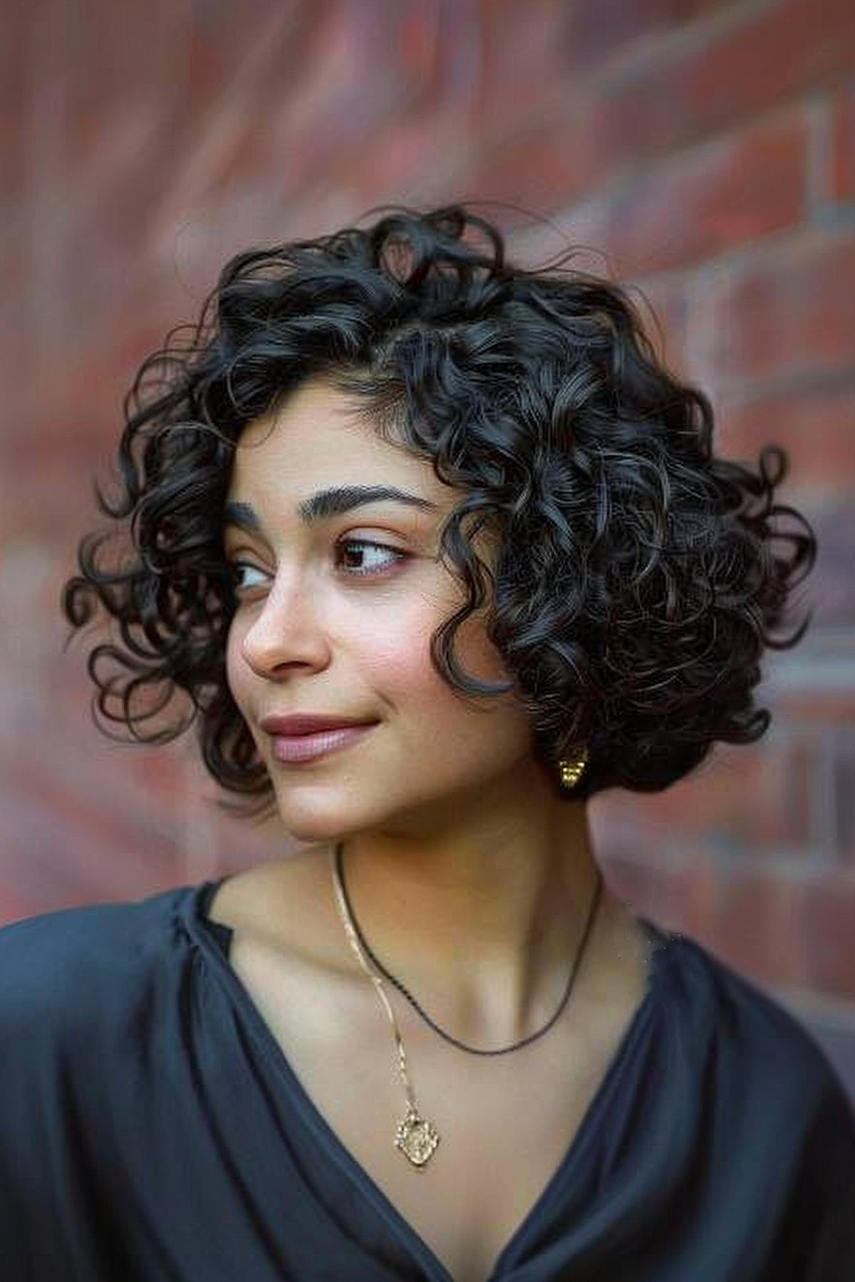 Femme avec une coupe bob bouclée de la longueur de la mâchoire mettant en valeur son visage en forme de cœur, parfaite pour une cure de jouvence au printemps.