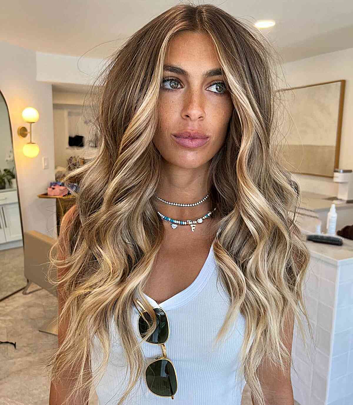 Balayage blond - Ondes de plage douces pour cheveux longs