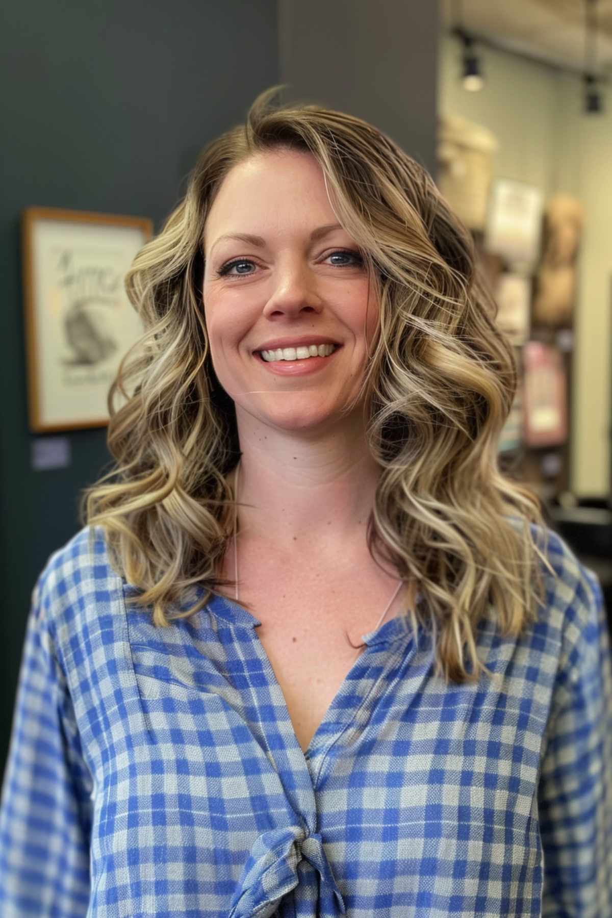 Coiffure ondulée pour les mamans au visage ovale