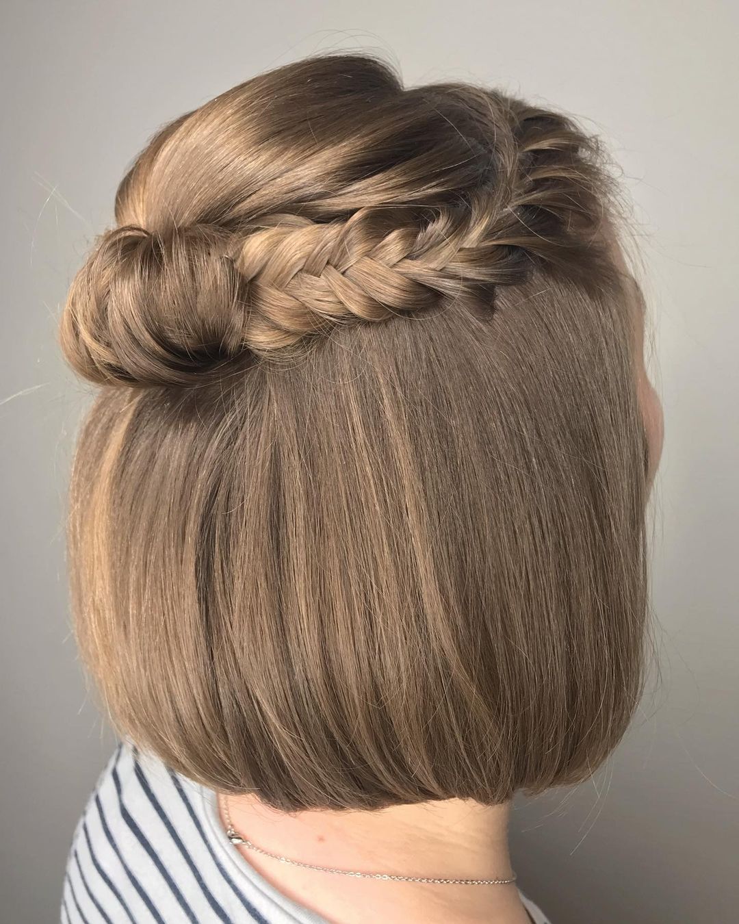 Braided Half Updo for Straight Bob