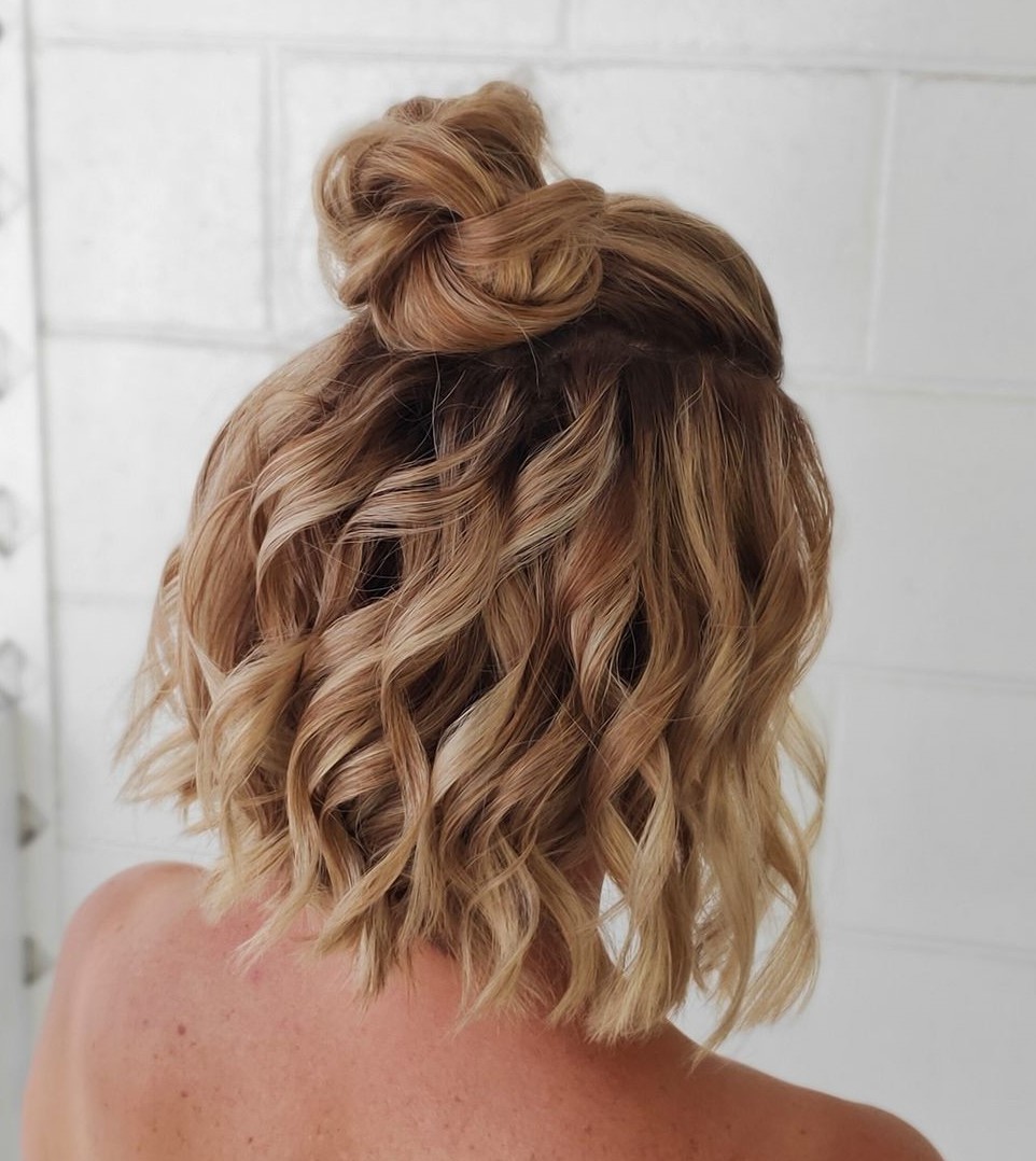 Half Up Bun with Loose Curls