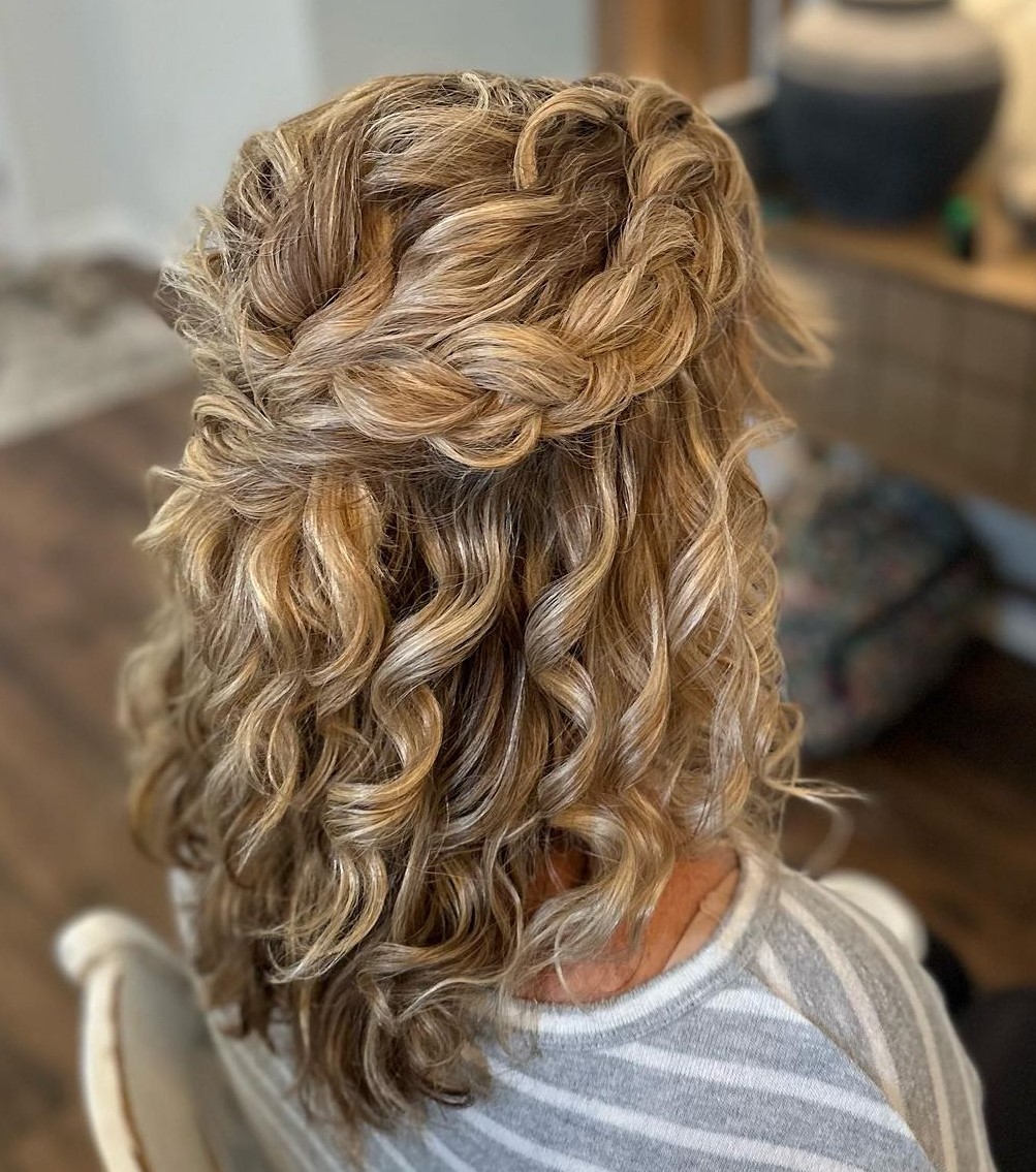 Braided Crown for Blonde Curly Hair
