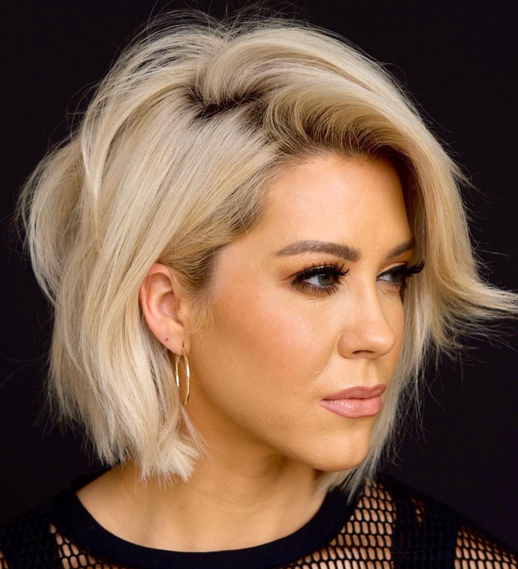 Butter Blonde Bob with Dark Roots