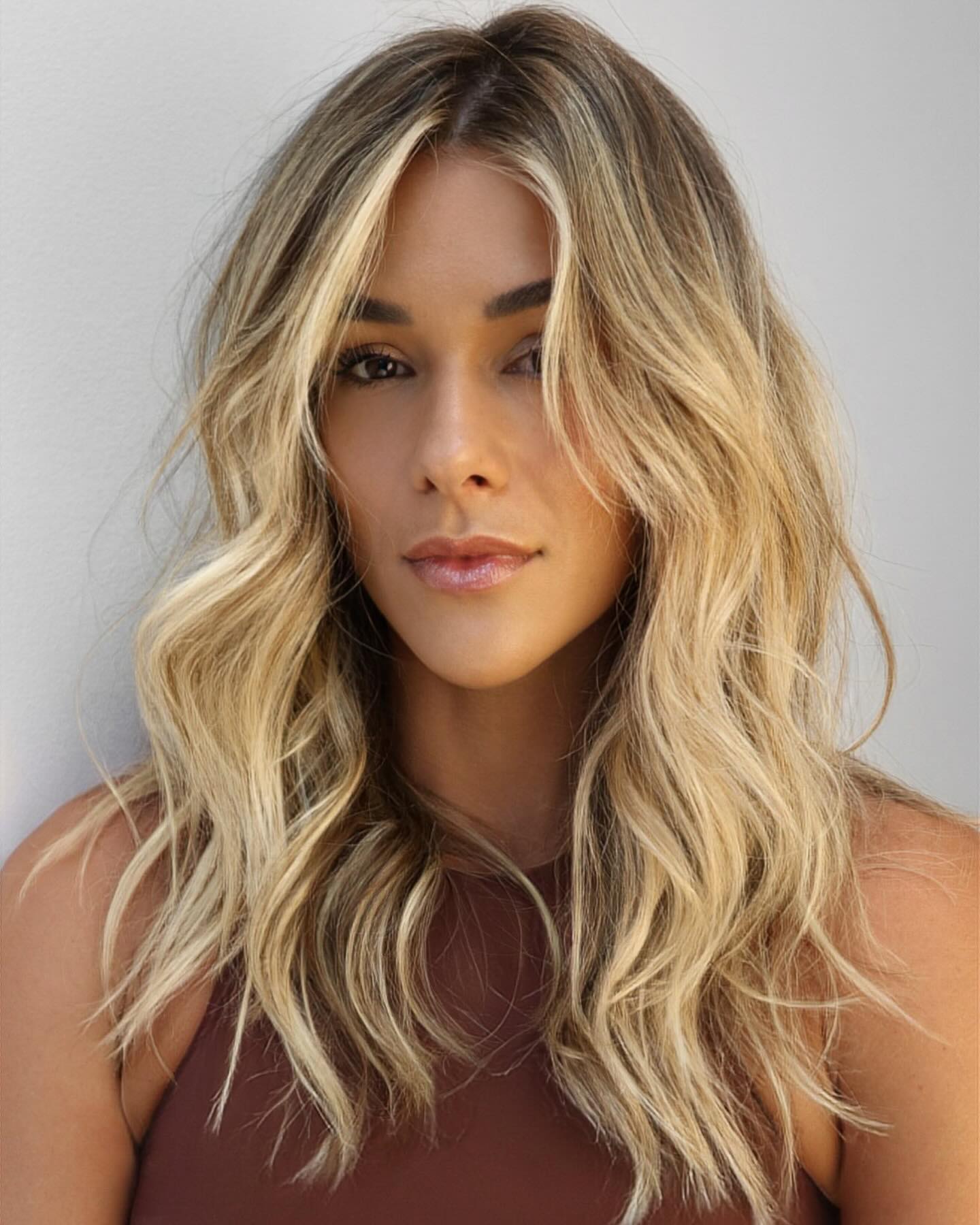 Sunny Blonde Balayage with Dark Roots