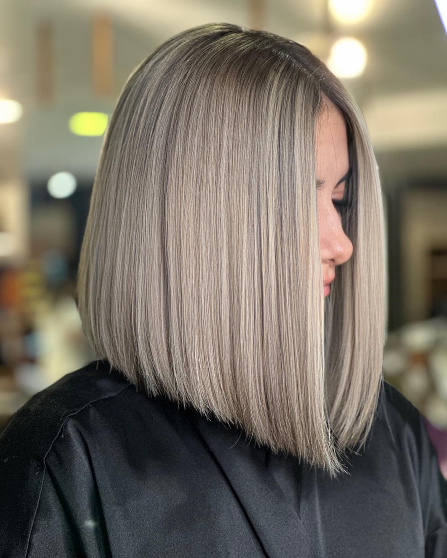 Cool Ash Blonde Hair with Shadow Roots