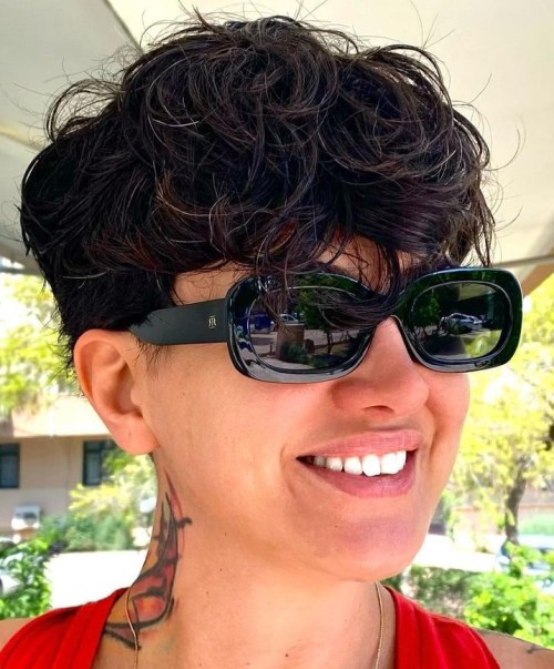 Dark Curly Pixie