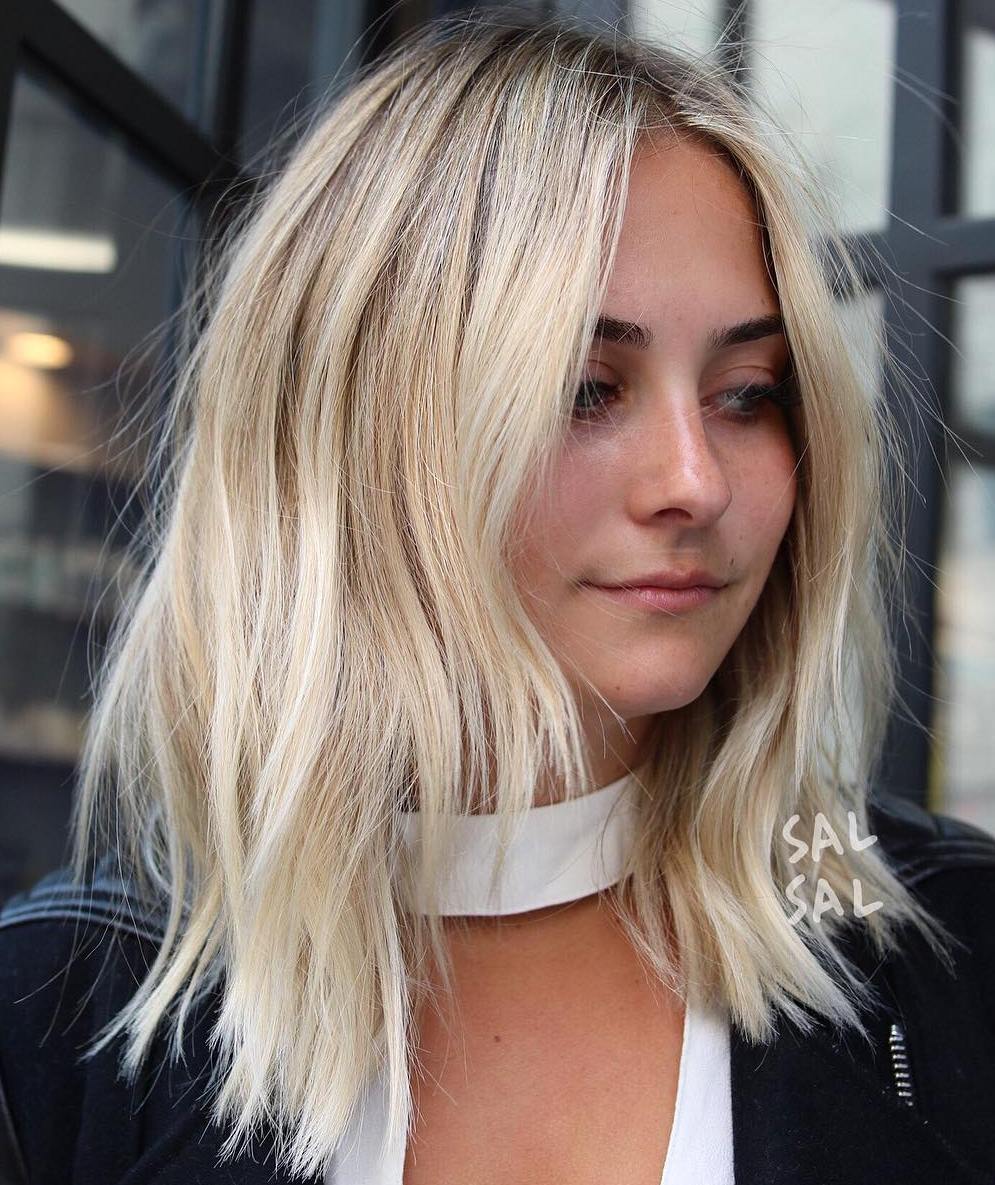Shaggy Blonde Lob for Thin Hair