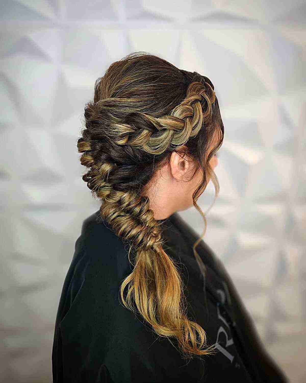 Hawaiian Low Side Pony with Intricate Braids for Medium to Long Hair