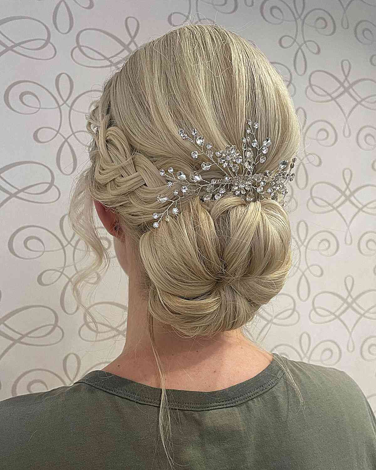 Medieval Low Bun and Side Braids with Hair Comb