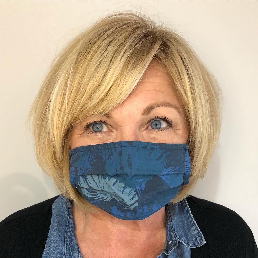 Blonde Bob with Side Bangs for Older Women